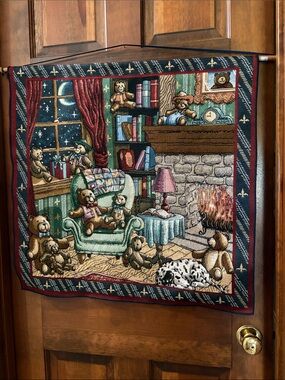 Teddy Bear Cozy Room Tapestry Wall Hanging - Multicolor